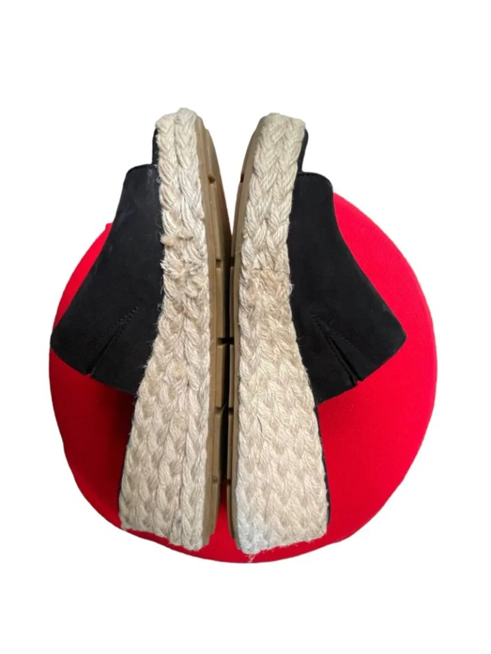 Eileen Fisher Black Tarry Toe Loop Espadrilles Wedge Slide Sandals Women’s 6